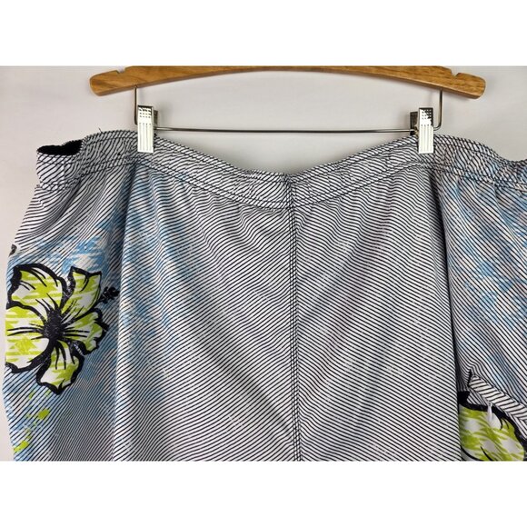 Burnside Mens Swim Trunks Size 3X Blue Striped Floral Lined Swimsuit Swim Shorts - Picture 8 of 11